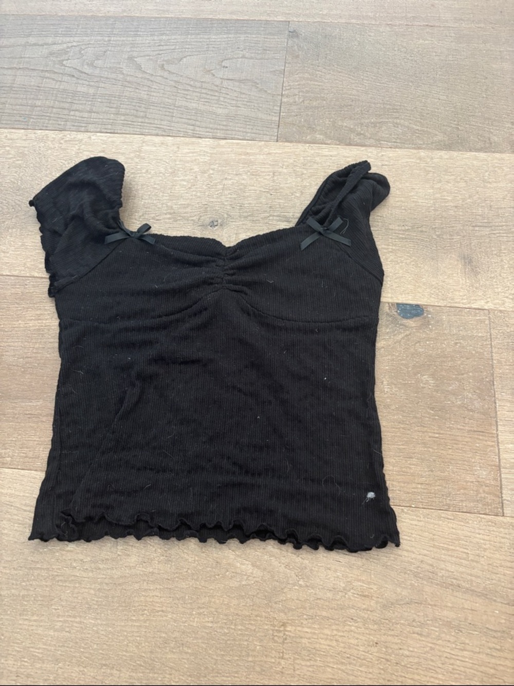 Tilly's Black Ribbed Girls Tank Top with Bow Accents